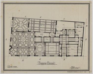 214889 Plattegrond van de begane grond van de te bouwen Sociëteit Sic Semper (Trans 19) te Utrecht.